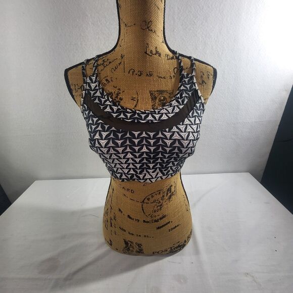 Victorias Secret Sport Black/White Strappy Back Sports Bra Size Large - Picture 1 of 6